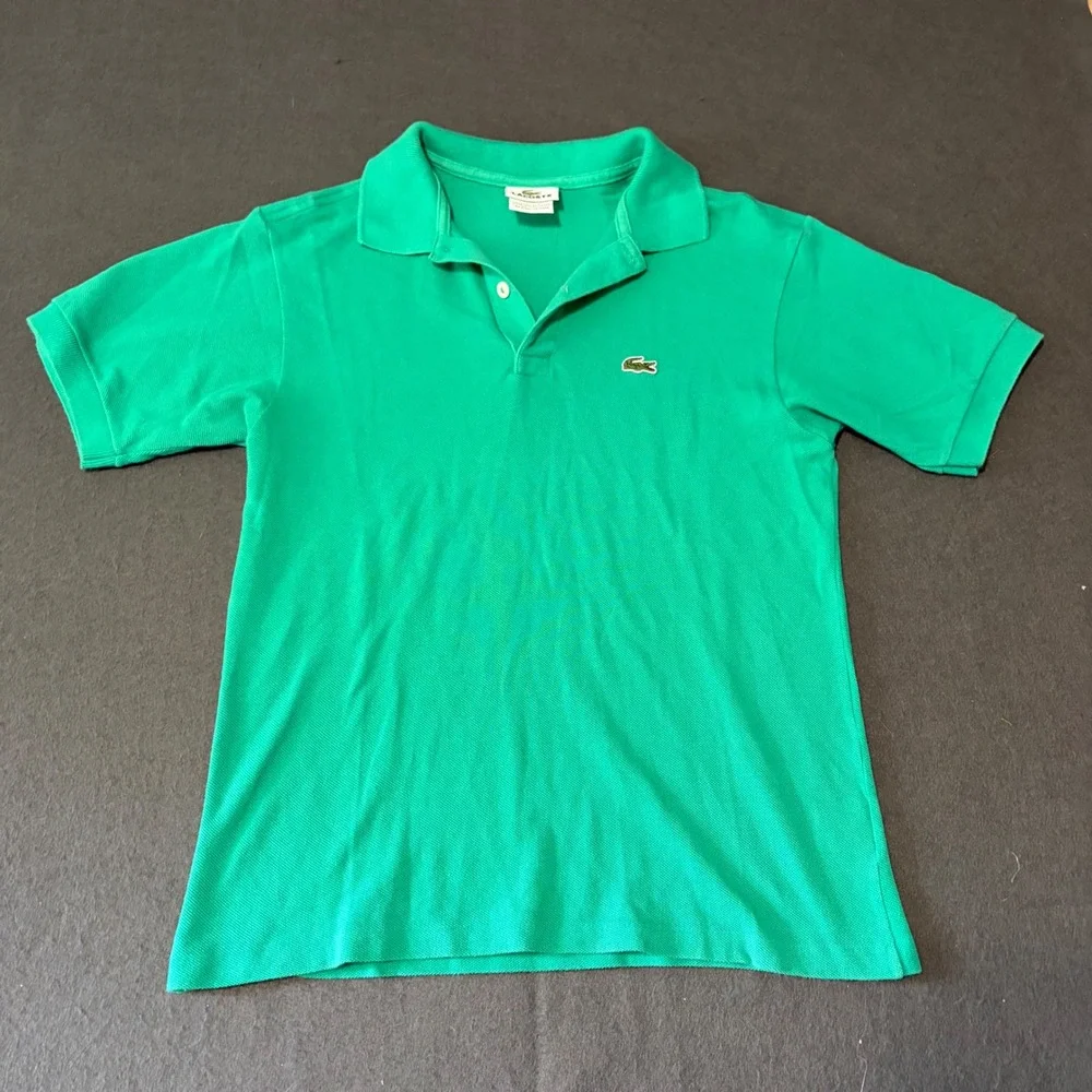 Lacoste Polo Shirt Kids Unisex Eu 14 Teen Green Short Sleeve Preppy Core Logo